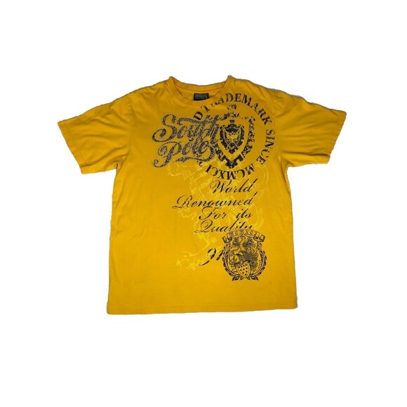 Southpole T-Shirt Mens XXL Yellow Skater Streetwear Hip Hop Script Y2K MCMXC - Picture 1 of 6